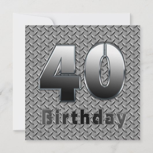 40e BIRTHDAY PARTIJINVITATIE - METAAL Kaart (Voorkant)
