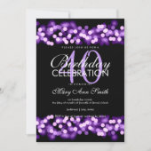 40e Birthday Party Faux Paarse Hollywood Glam Kaart (Voorkant)