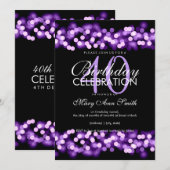 40e Birthday Party Faux Paarse Hollywood Glam Kaart (Voorkant / Achterkant)