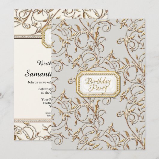 40e Birthday Party Glam Old Hollywood Regency Kaart (Voorkant / Achterkant)