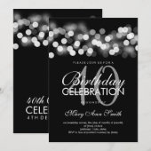 40e Birthday Party Silver Hollywood Glam Kaart (Voorkant / Achterkant)