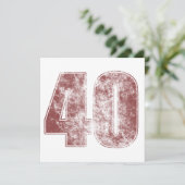 40e Birthday Red Grunge Kaart (Staand voorkant)