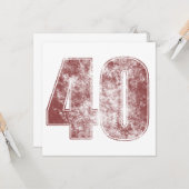 40e Birthday Red Grunge Kaart (Voorkant / Achterkant in situ)