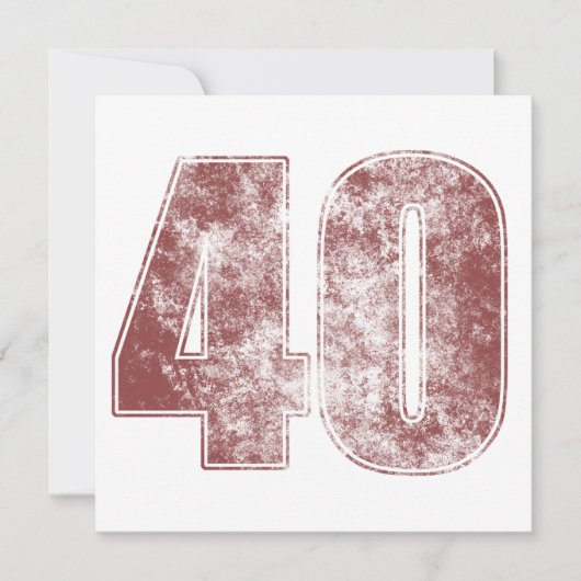 40e Birthday Red Grunge Kaart (Voorkant)
