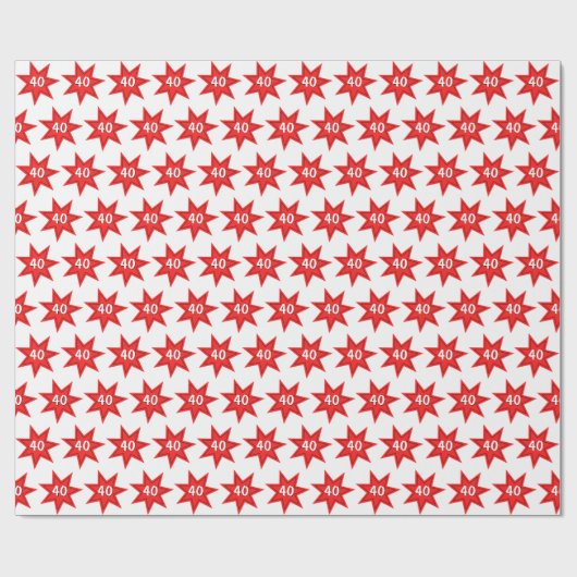 40e Birthday Red Star Cadeaupapier (Vlak)