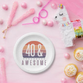 40e Birthday Retro Sunset Papieren Bordje (Feest)
