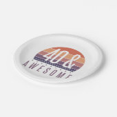 40e Birthday Retro Sunset Papieren Bordje (Gekanteld)