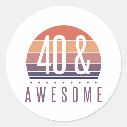 40e Birthday Retro Sunset Ronde Sticker (Voorkant)