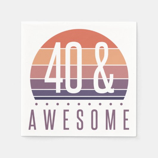 40e Birthday Retro Sunset Servet (Voorkant)