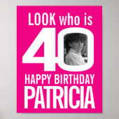 40e Birthday roze witte partij poster (Voorkant)