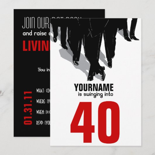 40e 'Birthday Swingers Rat Pack' Kaart (Voorkant / Achterkant)