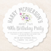 40e 'Birthday'-uitnodiging Kartonnen Onderzetters (Voorkant)