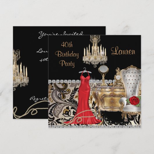 40E BIRTHDAY  VERBROKEN Uitnodiging (Voorkant / Achterkant)