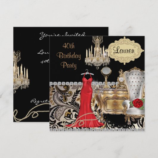 40E BIRTHDAY  VERBROKEN Uitnodiging (Voorkant / Achterkant)