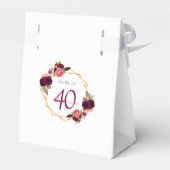 40e Birthday white florals geometric burgundy Bedankdoosjes (Achterkant)