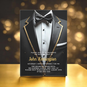 40e Black and Gold Tuxedo verjaardagsevenement Kaart
