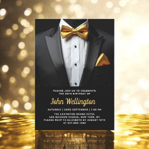 40e Black and Gold Tuxedo verjaardagsevenement Kaart