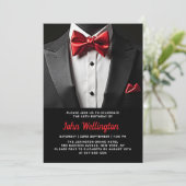 40e Black and Red Tuxedo verjaardagsfeest Kaart (Staand voorkant)