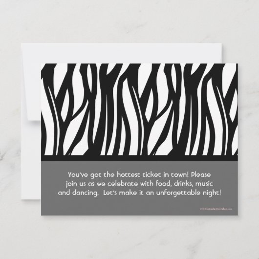 40e Black+White Zebra Uitnodigingen (Achterkant)
