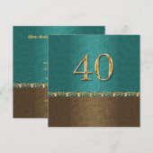 40e blauwe bruine elegante partij kaart (Voorkant / Achterkant)