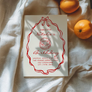 40e Bow Hand Getrokken Coquette Taart Verjaardag Kaart