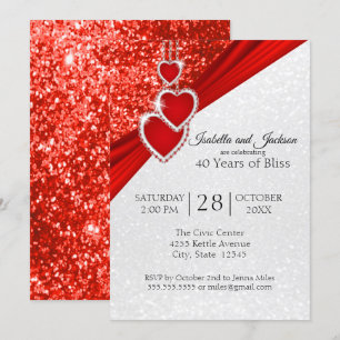 40e Bright Red Glitter Jubileumontwerp Kaart