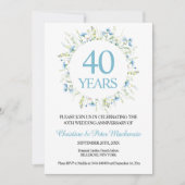 40e bruiloft Blue Wildflower Jubileum Kaart (Voorkant)