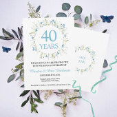 40e bruiloft Blue Wildflower Jubileum Kaart