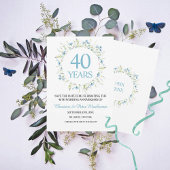40e bruiloft Blue Wildflower Jubileum Save The Date