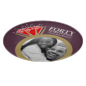 40e bruiloft feest met rode gemstone snijplank (Hoek)