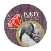 40e bruiloft feest met rode gemstone snijplank (Voorkant)