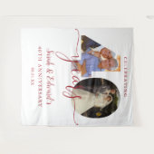 40e bruiloft Jubileum 2 foto achtergrond Wandkleed (Voorkant (horizontaal))