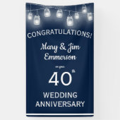 40e bruiloft Jubileum Banner Navy White (Verticaal)