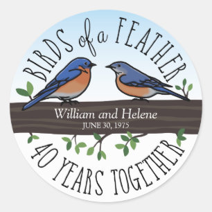 40e bruiloft Jubileum, Bluebirds of a Feather Ronde Sticker