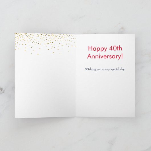 40e bruiloft Jubileum Cheers Ring Kaart (Binnen)