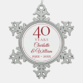 40e bruiloft Jubileum Elegant Ruby Tin Sneeuwvlok Ornament (Voorkant)