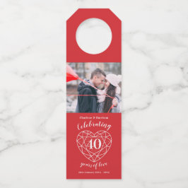 40e bruiloft Jubileum foto edelsteen hart Flessenhanger