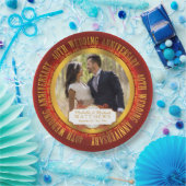 40e bruiloft Jubileum Foto rood | Verguld Papieren Bordje (Feest)