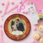 40e bruiloft Jubileum Foto rood | Verguld Papieren Bordje (Feest)