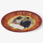 40e bruiloft Jubileum Foto rood | Verguld Papieren Bordje (Gekanteld)