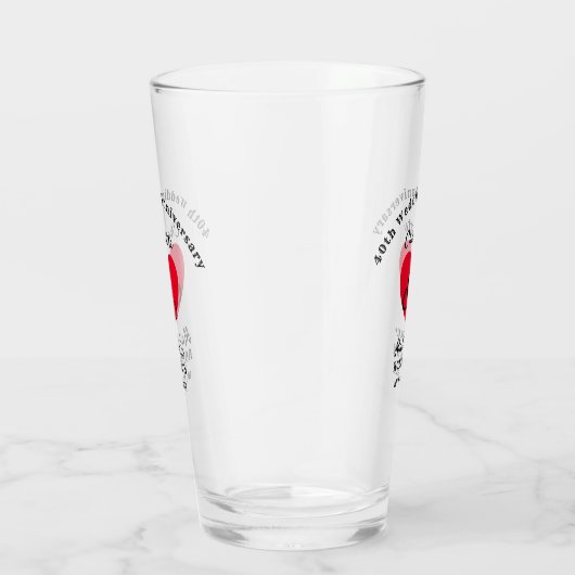 40e bruiloft Jubileum Gift Personalized Glas (Rechts)