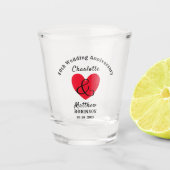 40e bruiloft Jubileum Gift Personalized Shot Glas (Voorkant)