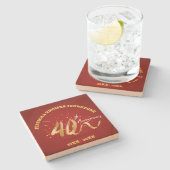 40e bruiloft Jubileum Gift Personalized Stenen Onderzetter (Zijkant)