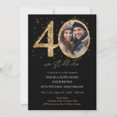 40e bruiloft Jubileum Gouden Glitter Foto Kaart (Voorkant)