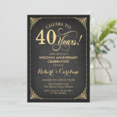 40e bruiloft Jubileum - Gouden schoolbord Kaart (Staand voorkant)