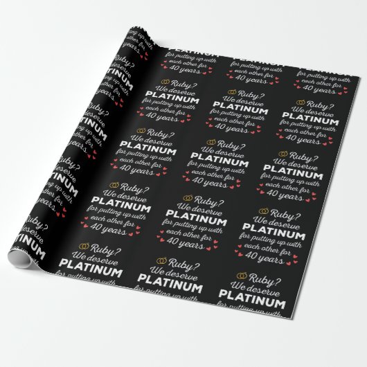 40e bruiloft Jubileum I - Ruby Funny Paar Cadeaupapier (Uitgerold)