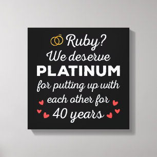 40e bruiloft Jubileum I - Ruby Funny Paar Canvas Afdruk
