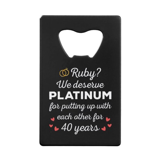 40e bruiloft Jubileum I - Ruby Funny Paar Creditkaart Flessenopener (Voorkant)