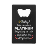 40e bruiloft Jubileum I - Ruby Funny Paar Creditkaart Flessenopener (Achterkant)