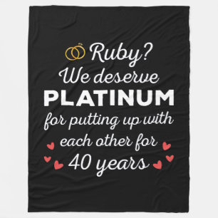 40e bruiloft Jubileum I - Ruby Funny Paar Fleece Deken